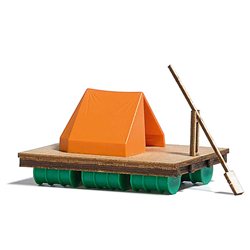 wooden raft and tent