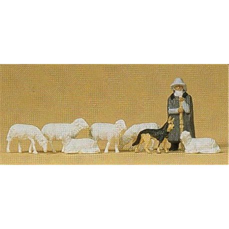 Shepherd with Dog & Sheep