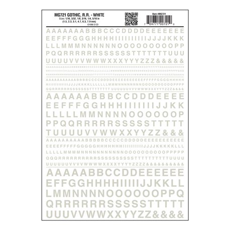 Gothic RR White - Dry Transfer Decals