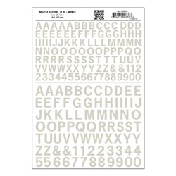 Gothic RR White 3/8 - Dry Transfer Decals