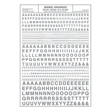 Letters Dry Transfer Sheet - Gothic RR Silver Dt