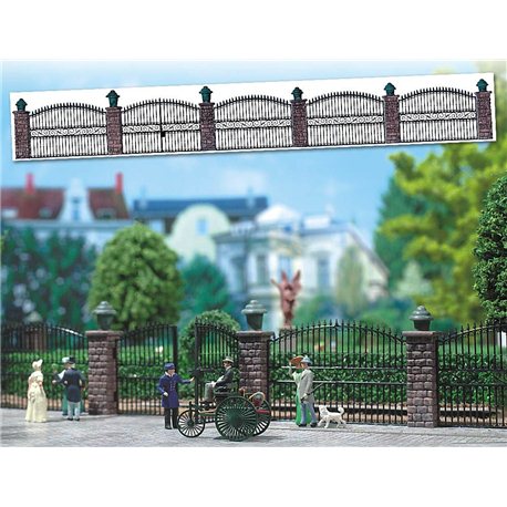 Ornamental Fence With Brick Pillars