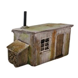Corrugated hut with log store