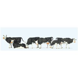 Black/White Cows (6) British OO Scale Figure Set