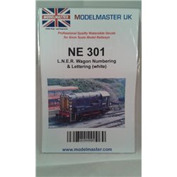Modelmaster Decals - LNER 1923-1947 Comprehensive sheet of white LNER wagon lettering and numbers