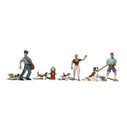 O Scale People (x3) & Pets (x4) by Woodland Scenics