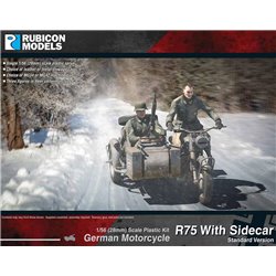 German WWII R75 Motorcycle with Sidecar - 1:56 scale (28mm) Wargame Plastic Kit