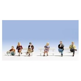 N Scale (1/148 - 1/160) Seated People (6) Two Women Four Men by Noch