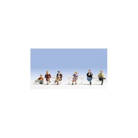 N Scale (1/148 - 1/160) Seated People (6) Two Women Four Men by Noch