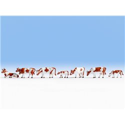 OO Scale Cows - Brown & White (7) by Noch