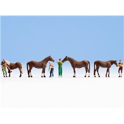 OO Scale Horse Grooming(4) Four Men by Noch