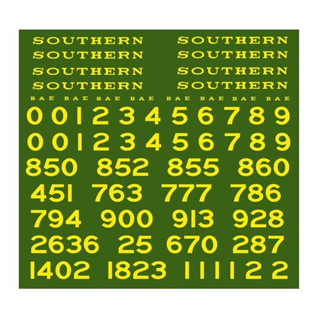 Comprehensive sheet of Southern Railway MAUNSELL Locomotive Lettering & Numbering