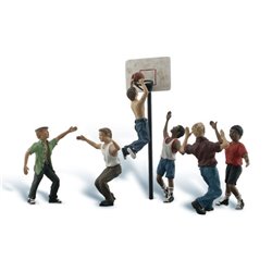 O Scale Basketball Shootin'Hoops(6) Six Men by Woodland Scenics