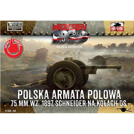 Schneider 75mm Polish Field Cannon on DS Wheels - 1/72 Plastic model kit
