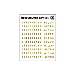 G.W.R. Loco Bufferbeam Numbers, Fifteen sets of 0 - 9 (Cream, Shaded Black)