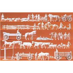 Rural People/Animals/Carts (60) Unpainted Figures