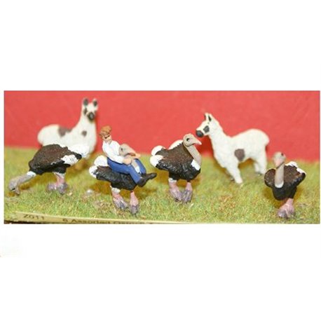 6 Assorted Ostrich & Llama's (OO Scale 1/76th)