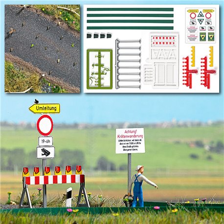 Toad migration area - signs and barricades with