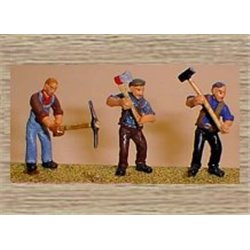Workmen & tools(axe,sledgehammer,pick) (O scale 1/43rd)