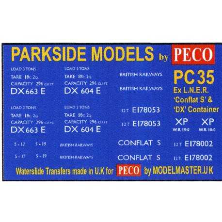 Transfers for ex L.N.E.R. 'Conflat S' Container Wagon & DX...