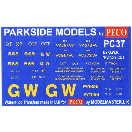 Transfers for ex G.W.R. 'Python' Covered CarriageTruck