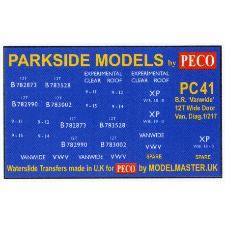 Transfers for B.R. 12T 'Vanwide' Van