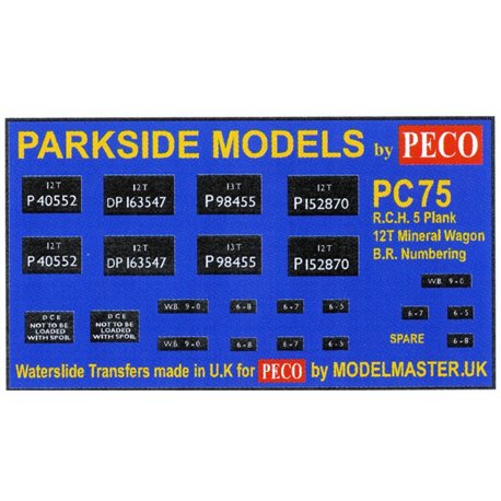 Transfers for R.C.H. 1923 12T 5-Plank Mineral Wagon (B.R....