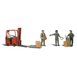 O Scale Workers with Forklift(4) Four Men by Woodland scenics