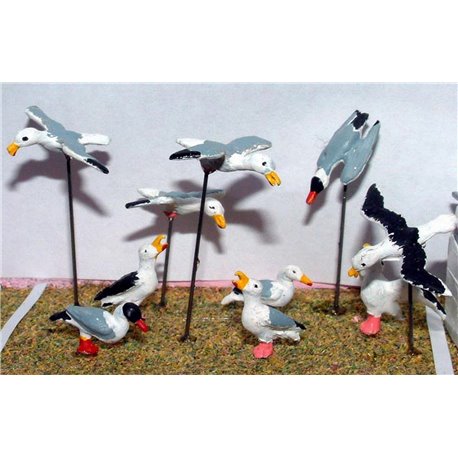 10 Assorted Seagulls (O scale 1/43rd) - Unpainted