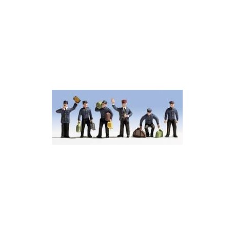 N Scale (1/148 - 1/160)Train Personnel Carrying Luggage (6) Six Men by Noch