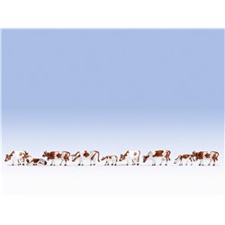 N Scale (1/148 - 1/160) Cows - Brown & White (9) by Noch