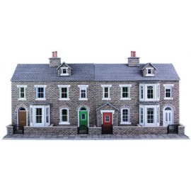Low relief terraced house fronts stone