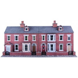Low relief terraced house fronts brick
