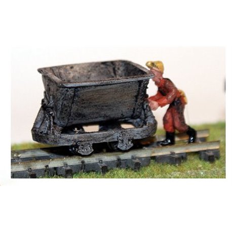 Tipping/ore wagon and action mining figure (OO scale 1/76th)