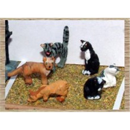 Painted 6 Assorted Cats (O scale 1/43rd)