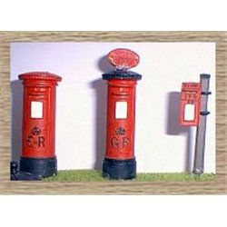 Painted Modern Pillar Boxes - 2 Assorted (O scale 1/43rd)