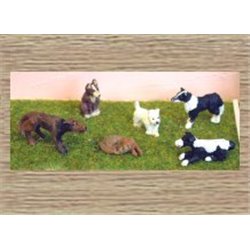 Painted 7 Assorted Dogs (O scale 1/43rd)