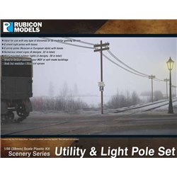 Utility & Light Pole Set - 1:56 scale (28mm) Wargame Plastic Kit