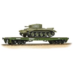 WD 50T ‘Warflat’ Bogie Wagon WD Khaki Green With Cromwell MKIV Tank