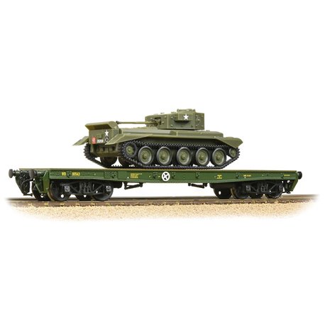 WD 50T ‘Warflat’ Bogie Wagon WD Bronze Green With Cromwell MKIV Tank