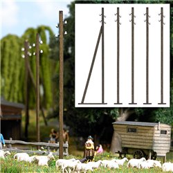 5 wooden telegraph poles