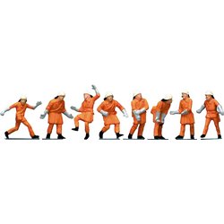 HO Scale Firemen in Orange Uniforms (8) Figure by Faller