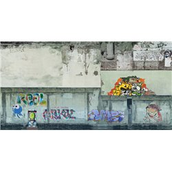 Graffiti covered Industrial Wall - embossed card sheet