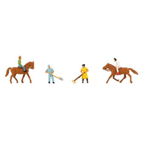 Horse Riders (4) & Horses (2) Figure Set