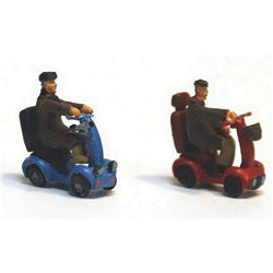 Painted 2 x Mobility Scooters and disabled figures, (oo scale 1 /76th)