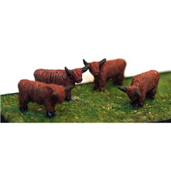 4 Assorted Highland Cattle - Unpainted
