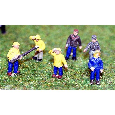 N Scale 1/148th Painted 6 Fisherman/Trawlermen Figures Six Men by Langley