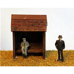 Bus Shelter & bus stop with figures - Unpainted