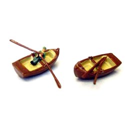 2 Traditional wooden rowing & rowing figure - Unpainted