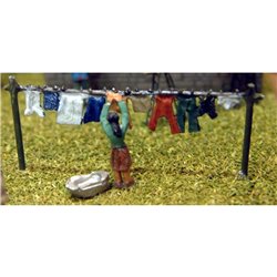 N Scale 1/148th Painted Washing line and figures(1) One Woman by Langley